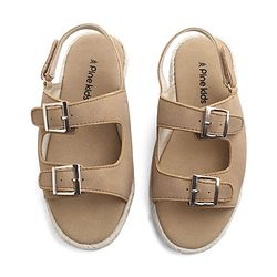 Pine Kids Solid Colour Sandals With Velcro Closure - Tan
