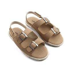 Pine Kids Solid Colour Sandals With Velcro Closure - Tan