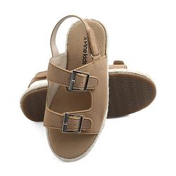 Pine Kids Solid Colour Sandals With Velcro Closure - Tan