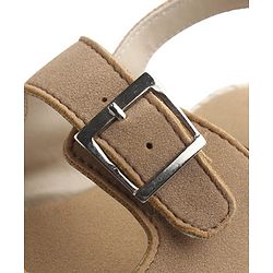 Pine Kids Solid Colour Sandals With Velcro Closure - Tan
