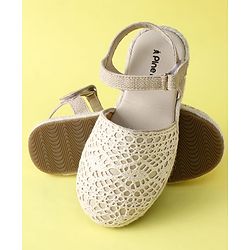 Pine Kids Velcro Closure Solid Mojaris - Beige