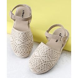 Pine Kids Velcro Closure Solid Mojaris - Beige