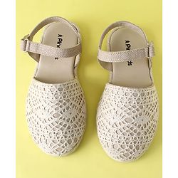 Pine Kids Velcro Closure Solid Mojaris - Beige