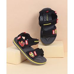 Pine Kids Marvel Sandals With Velcro Closure With Avenger Applique - Black