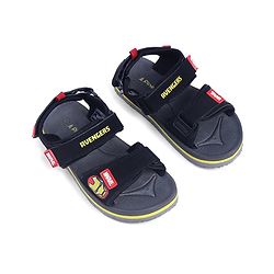 Pine Kids Marvel Sandals With Velcro Closure With Avenger Applique - Black