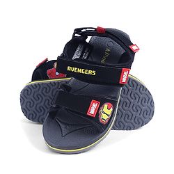 Pine Kids Marvel Sandals With Velcro Closure With Avenger Applique - Black