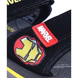 Pine Kids Marvel Sandals With Velcro Closure With Avenger Applique - Black