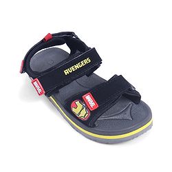 Pine Kids Marvel Sandals With Velcro Closure With Avenger Applique - Black