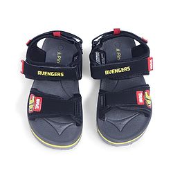 Pine Kids Marvel Sandals With Velcro Closure With Avenger Applique - Black