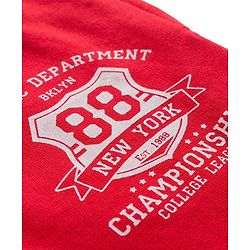 Pine Kids Knit Full Length Lounge Pant With Champion Text Print - Red
