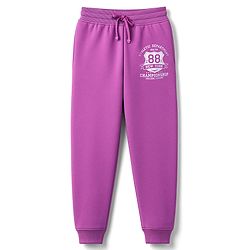 Pine Kids Knit Full Length Lounge Pant With Champion Text Print - Red