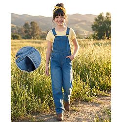 Pine Kids Cotton Woven Sleeveless Dunagree - Navy Blue
