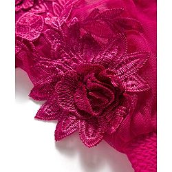 Pine Kids Woven Full Sleeves Top with Floral Embroidery - Dark Pink