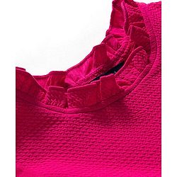 Pine Kids Woven Full Sleeves Top with Floral Embroidery - Dark Pink