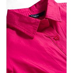 Pine Kids Cotton Woven Full Sleeves Frock With Floral Embroidery - Fuchsia