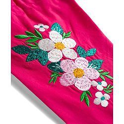 Pine Kids Cotton Woven Full Sleeves Frock With Floral Embroidery - Fuchsia