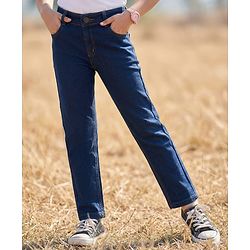 Pine Kids Denim Woven Full Length Washed Jeans - Navy Blue