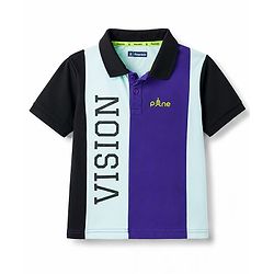 Pine Kids Cotton Knit Half Sleeves Polo T-Shirt with Text Graphics -Multicolour