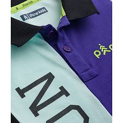 Pine Kids Cotton Knit Half Sleeves Polo T-Shirt with Text Graphics -Multicolour