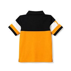 Pine Kids Cotton Knit Half Sleeves Polo T-Shirt with Adventure Print- Mustard