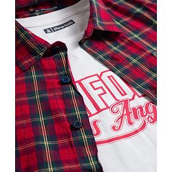 Pine Kids Cotton Woven Half Sleeves Checkered Shirt with Inner Tee - Red