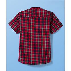Pine Kids Cotton Woven Half Sleeves Checkered Shirt with Inner Tee - Red