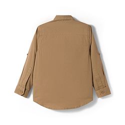 Pine Kids Cotton Woven Full Sleeves Solid Shirt with Inner Tee - Beige