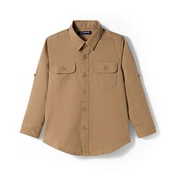 Pine Kids Cotton Woven Full Sleeves Solid Shirt with Inner Tee - Beige
