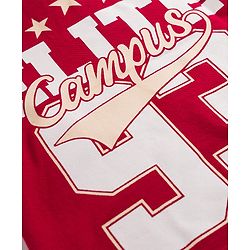 Pine Kids Cotton Knit Half Sleeves Polo T-Shirt with Colour Block Design & Text Print in Back - Red