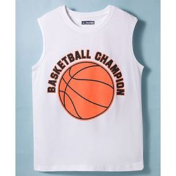 Pine Kids Cotton Woven Full Sleeves Solid Shirt With Basketball Champion Tank Top - Red