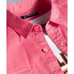Pine Kids Cotton Woven Full Sleeves Solid Shirt With Basketball Champion Tank Top - Red