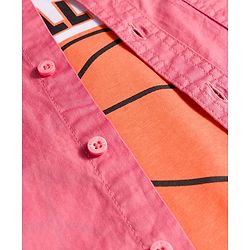 Pine Kids Cotton Woven Full Sleeves Solid Shirt With Basketball Champion Tank Top - Red