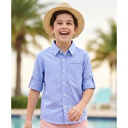 Pine Kids Cotton Woven Full Sleeves Shirt With Checks - Blue