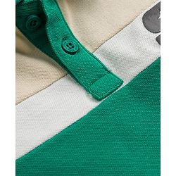 Pine Kids Cotton Knit Half Sleeves Polo T-Shirt with Colour Block Design & Football Print -Green