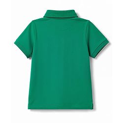 Pine Kids Cotton Knit Half Sleeves Polo T-Shirt with Colour Block Design & Football Print -Green