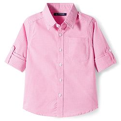 Pine Kids Cotton Woven Full Sleeves Shirt With Checks - Pink