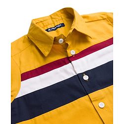 Pine Kids Cotton Woven Full Sleeves Solid Shirt - Mustard