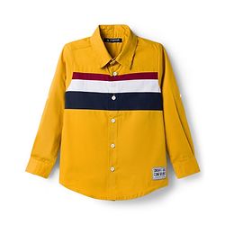 Pine Kids Cotton Woven Full Sleeves Solid Shirt - Mustard