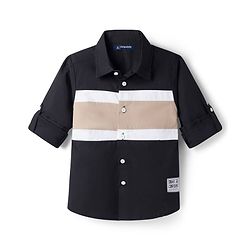 Pine Kids Cotton Woven Full Sleeves Solid Shirt - Black