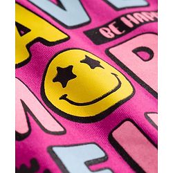 Pine Kids Cotton Knit Half Sleeves T-Shirt With Text Print - Dark Pink