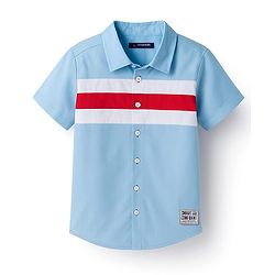 Pine Kids Cotton Woven Half Sleeves Solid Colour Shirt - Light Blue