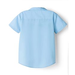 Pine Kids Cotton Woven Half Sleeves Solid Colour Shirt - Light Blue