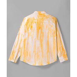 Pine Kids Cotton Woven Full Sleeves Mandarin Collar Shirt With Tie & Dye Effects - Yellow