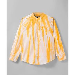 Pine Kids Cotton Woven Full Sleeves Mandarin Collar Shirt With Tie & Dye Effects - Yellow