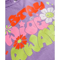 Pine Kids 100% Cotton Knit Half Sleeves Floral Printed T-Shirt - Purple