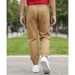 Pine Kids Cotton Elastane Woven Full Length Trouser Pant with Pocket - Brown