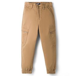 Pine Kids Cotton Elastane Woven Full Length Trouser Pant with Pocket - Brown