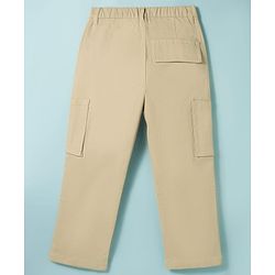 Pine Kids Cotton Woven Full Sleeves Solid Trouser With Cargo Pockets - Khaki