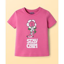 Pine Kids Cotton Knit Half Sleeves T-Shirts with Text Graphic Pack of 3 - Navy Blue Pink & White