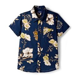 Pine Kids Viscose Half Sleeves Floral Printed Shirt With T-Shirt - Navy